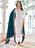 Vichitra Morpeach Party Wear Embroidery Work Straight Suit